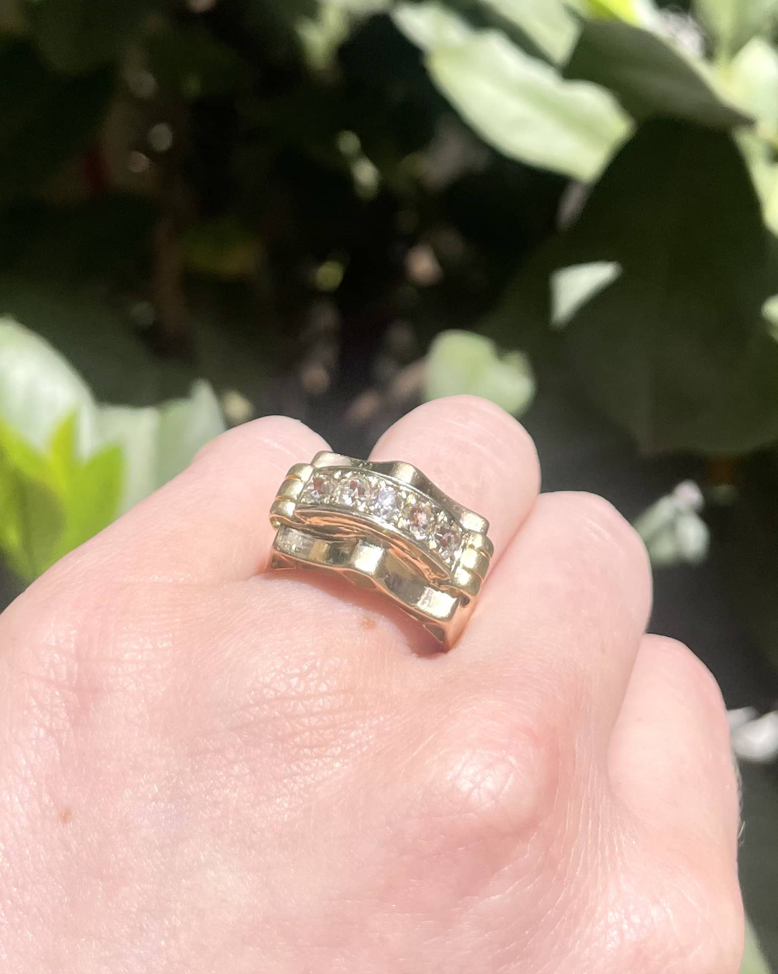 Anillo vintage de tanque con diamantes de 0,45 quilates "Elisabeth"