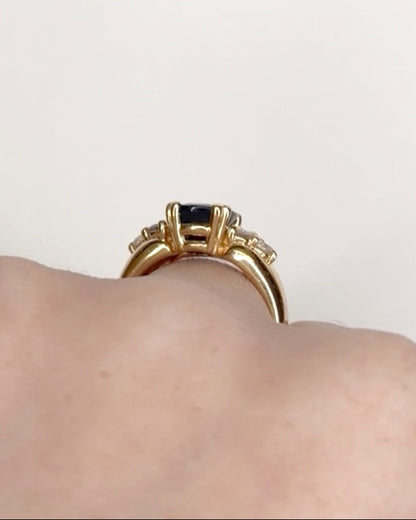 Bague Trilogie Saphir 3.50 carats &amp; Diamants 0.42 carat "Cécilia"