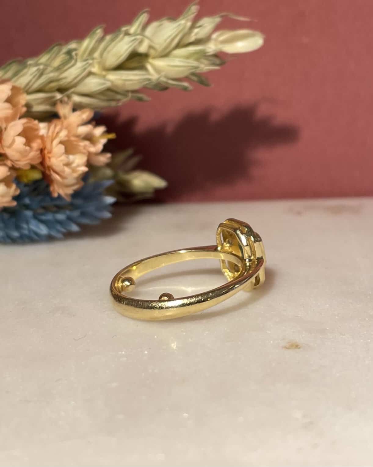 Bague Art-Déco Emeraude 0.35 carat &amp; Diamants &quot;Hailey&quot; - Elliade Paris