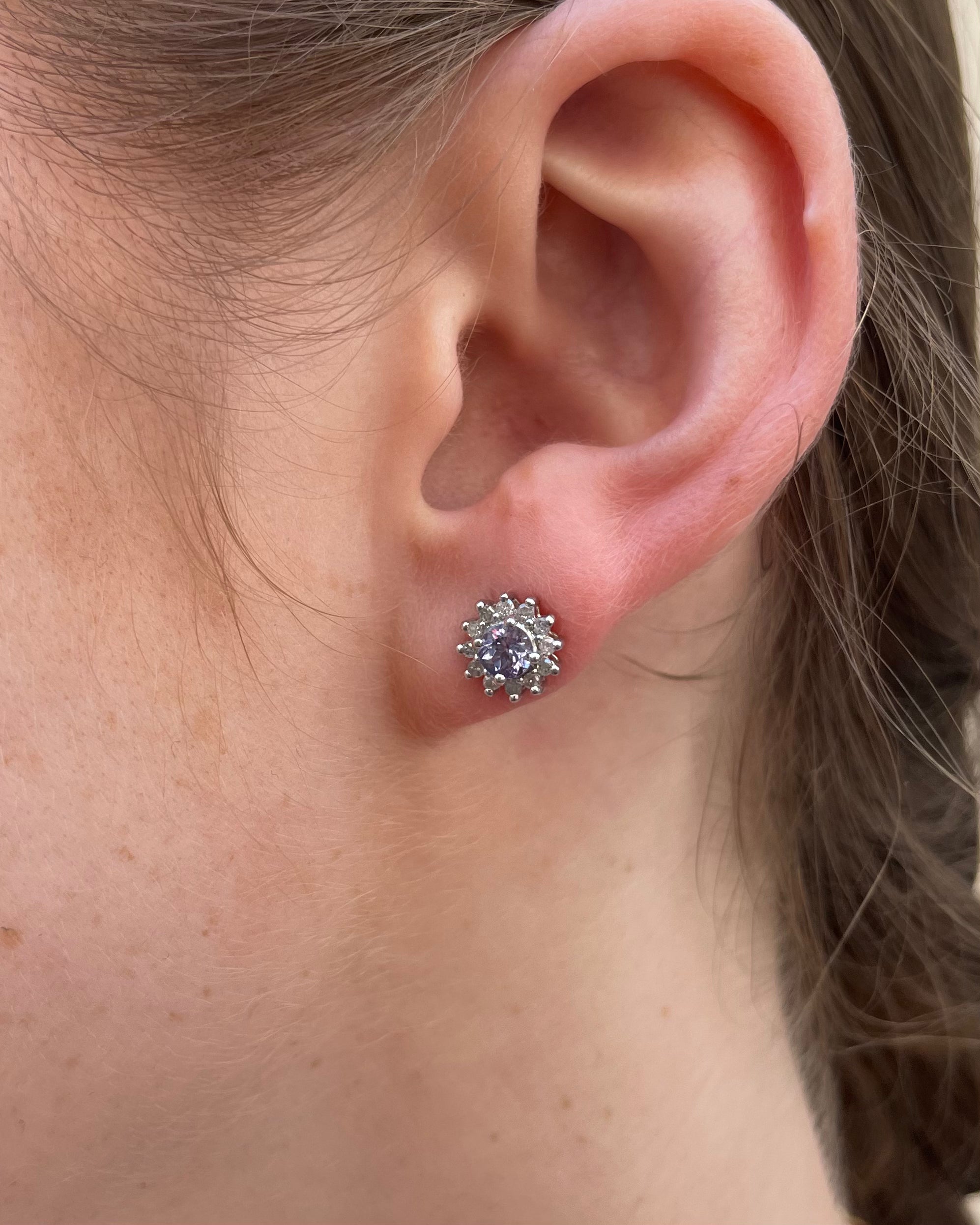 Boucles Marguerite Tanzanites &amp; Diamants "Maera"