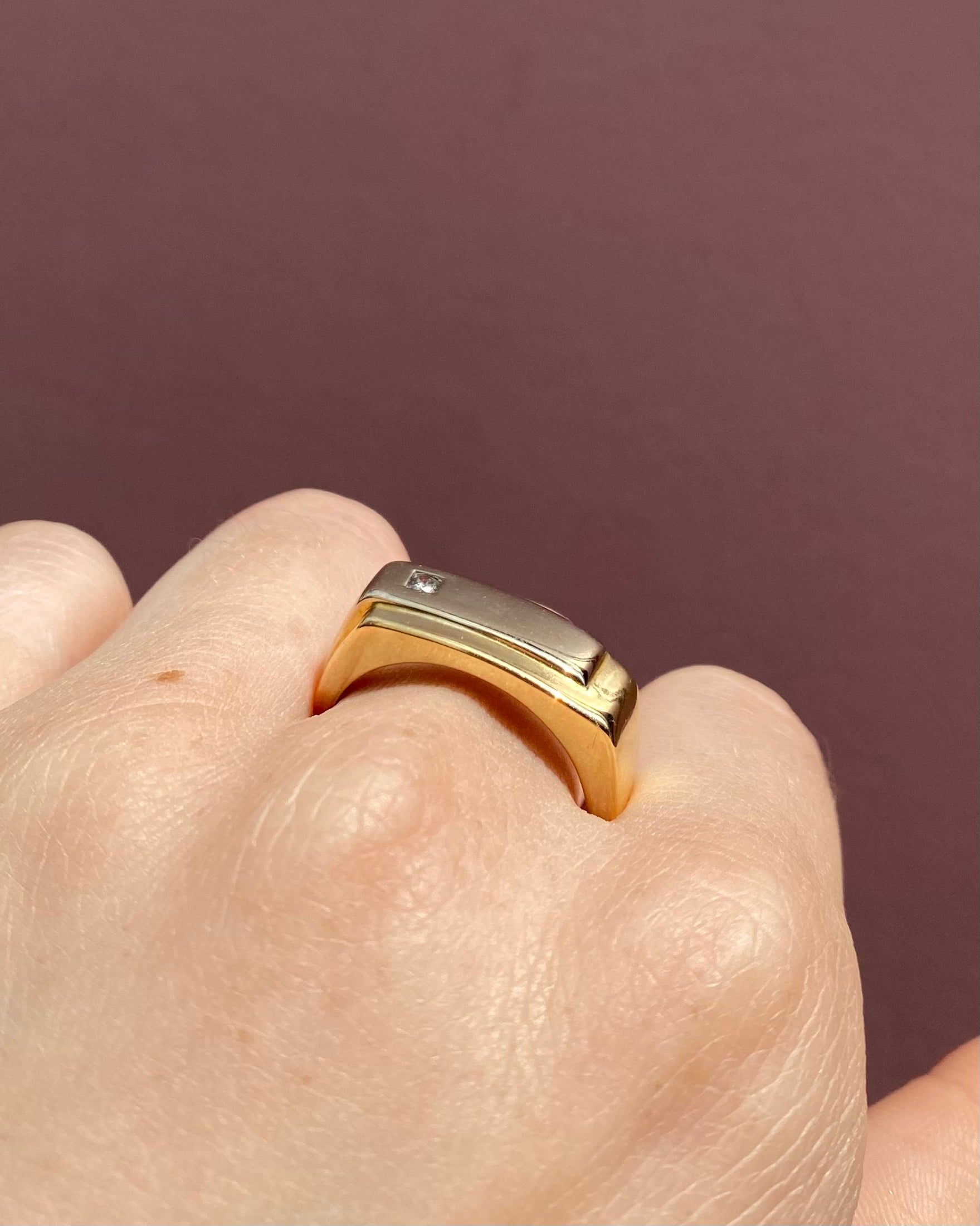Chevalière Dos Oros 18 Quilates y Diamante "Soléa"