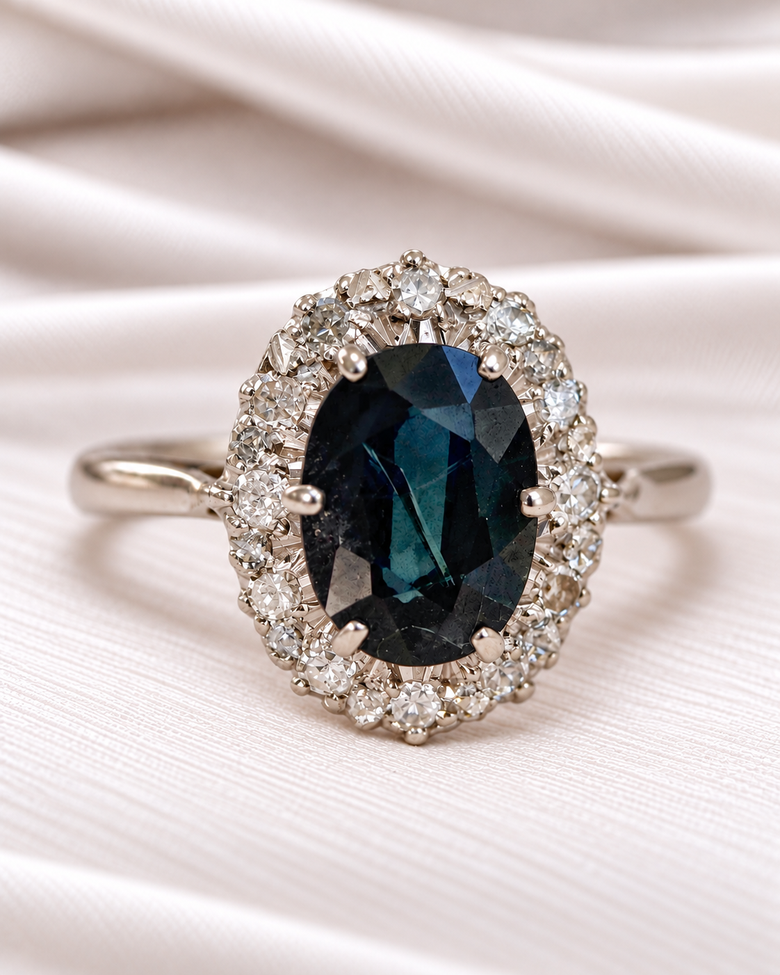 Bague Marguerite Saphir 2.52 carats &amp; Diamants 0.24 carat "Simone"