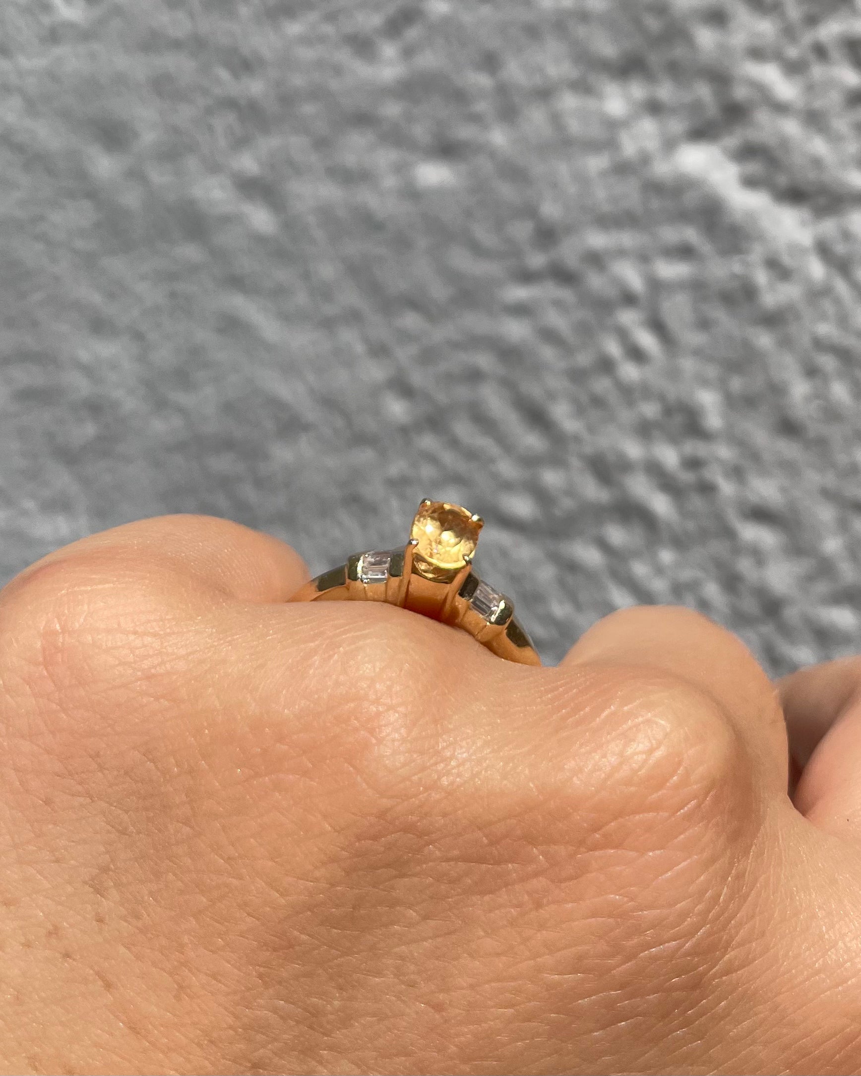 Trilogy Ring Yellow Topaz 1.20 carat and Diamonds “Loana”