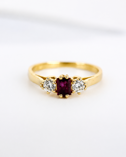“Diana” 0.28-Carat Ruby &amp; Diamond Trilogy Ring