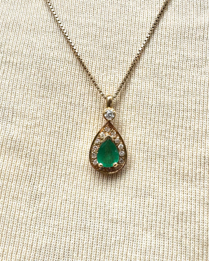 Pendentif Émeraude 0.71 carat &amp; Diamants "Carolina"