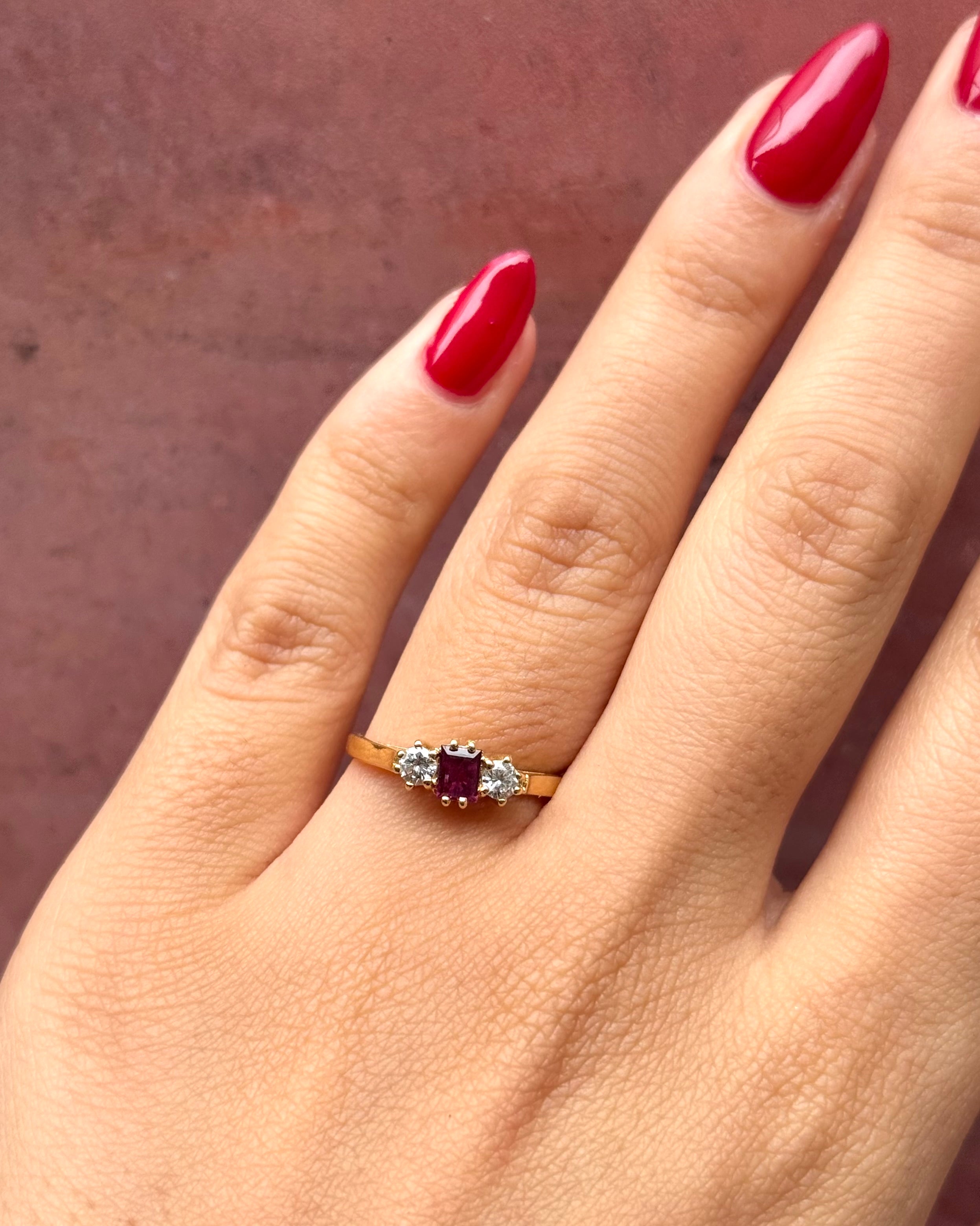 “Diana” 0.28-Carat Ruby &amp; Diamond Trilogy Ring