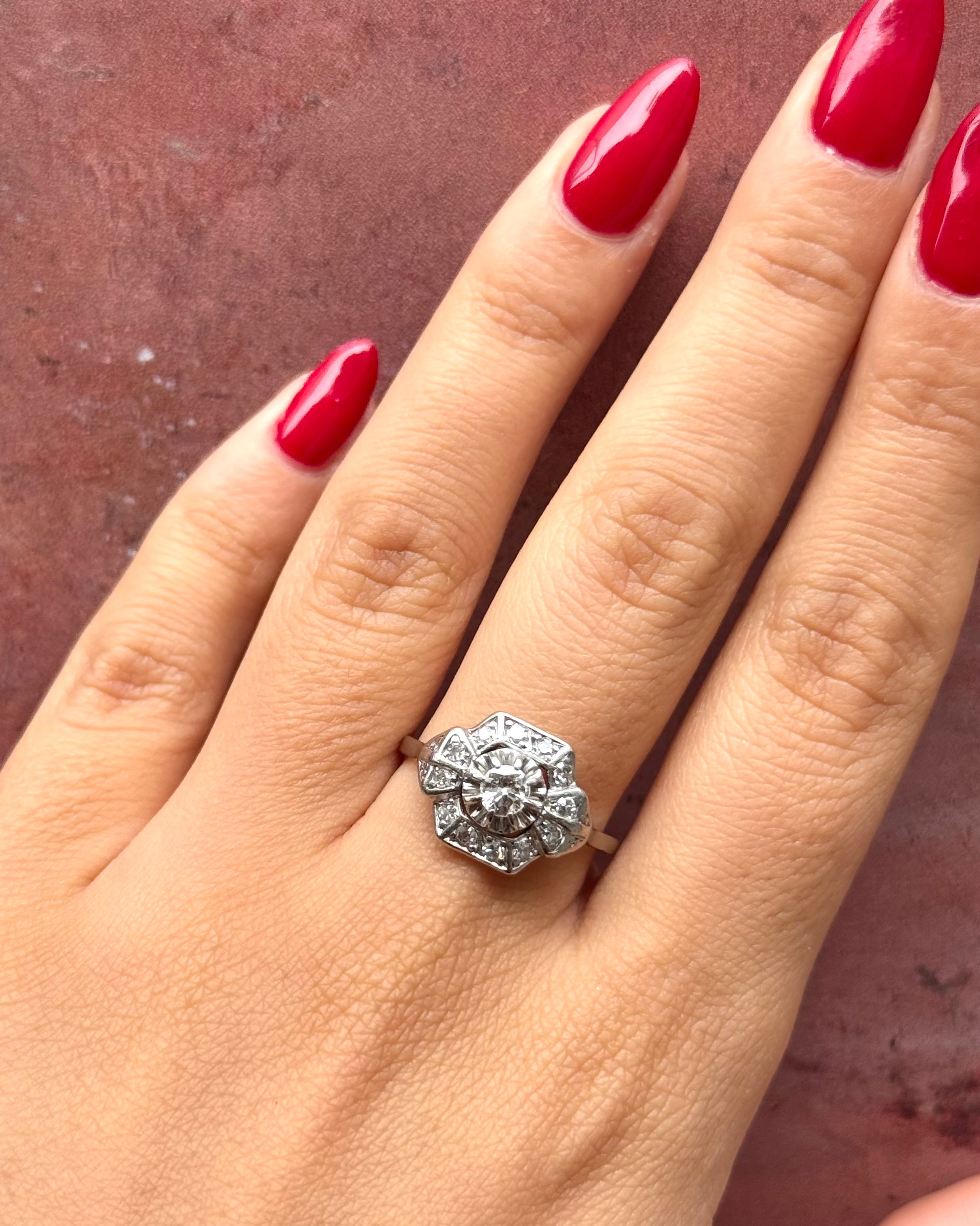 Anillo Art Déco de diamantes de 0,37 quilates «Germain»