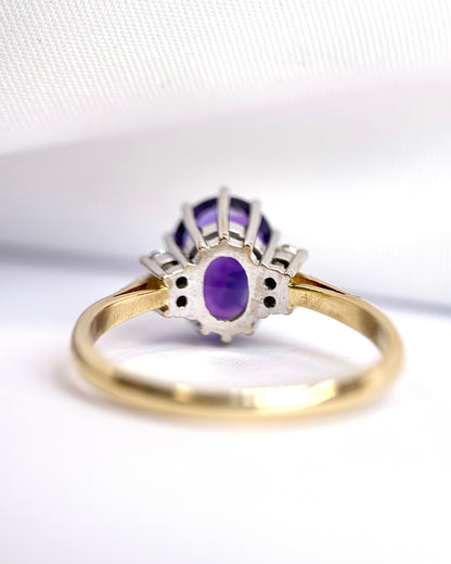 Amethyst Trilogy Ring 2.95 carats, Diamonds &amp; Gold 4.46 g “Anaïze”