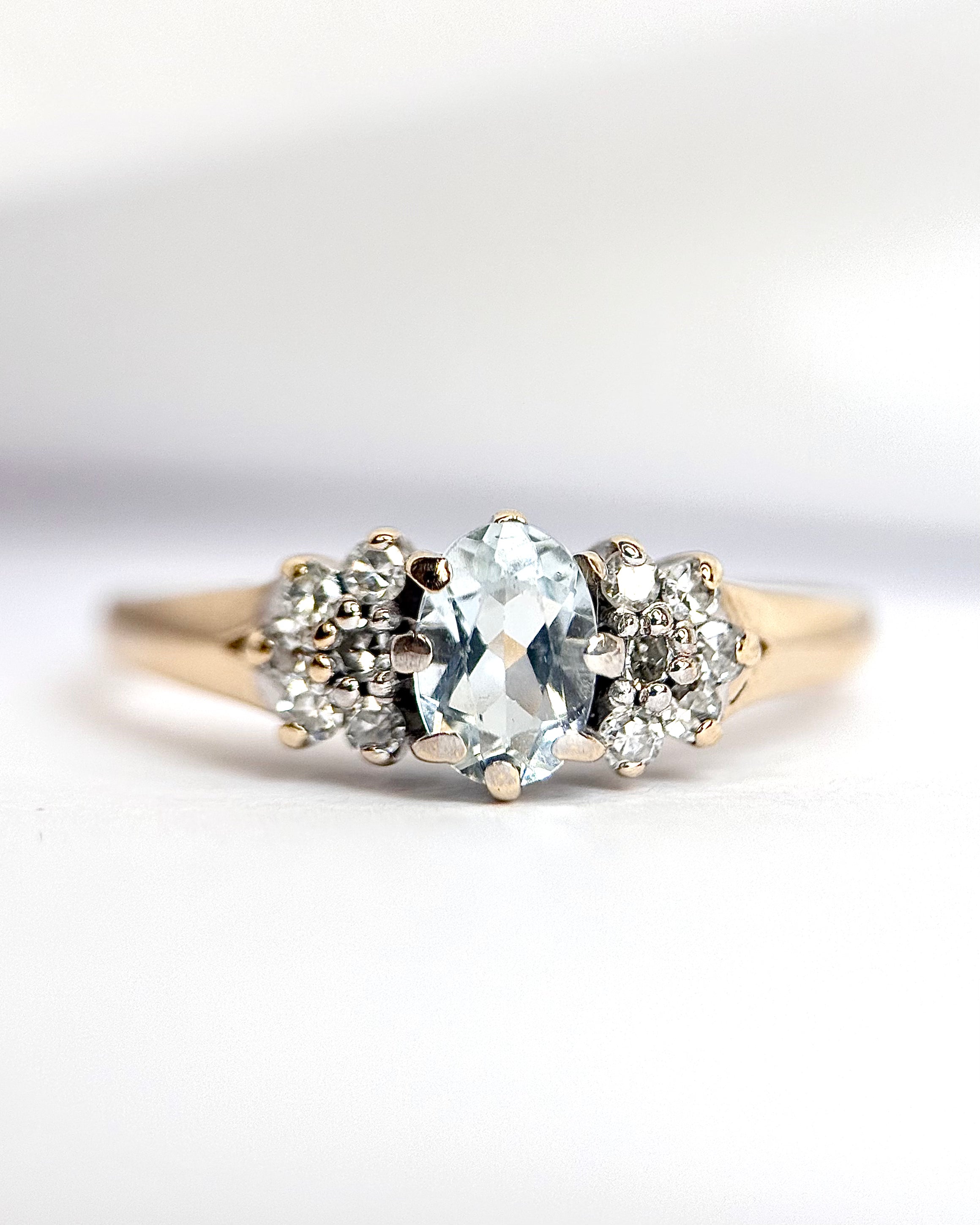 “Joelle” Aquamarine &amp; Diamond Trilogy Ring