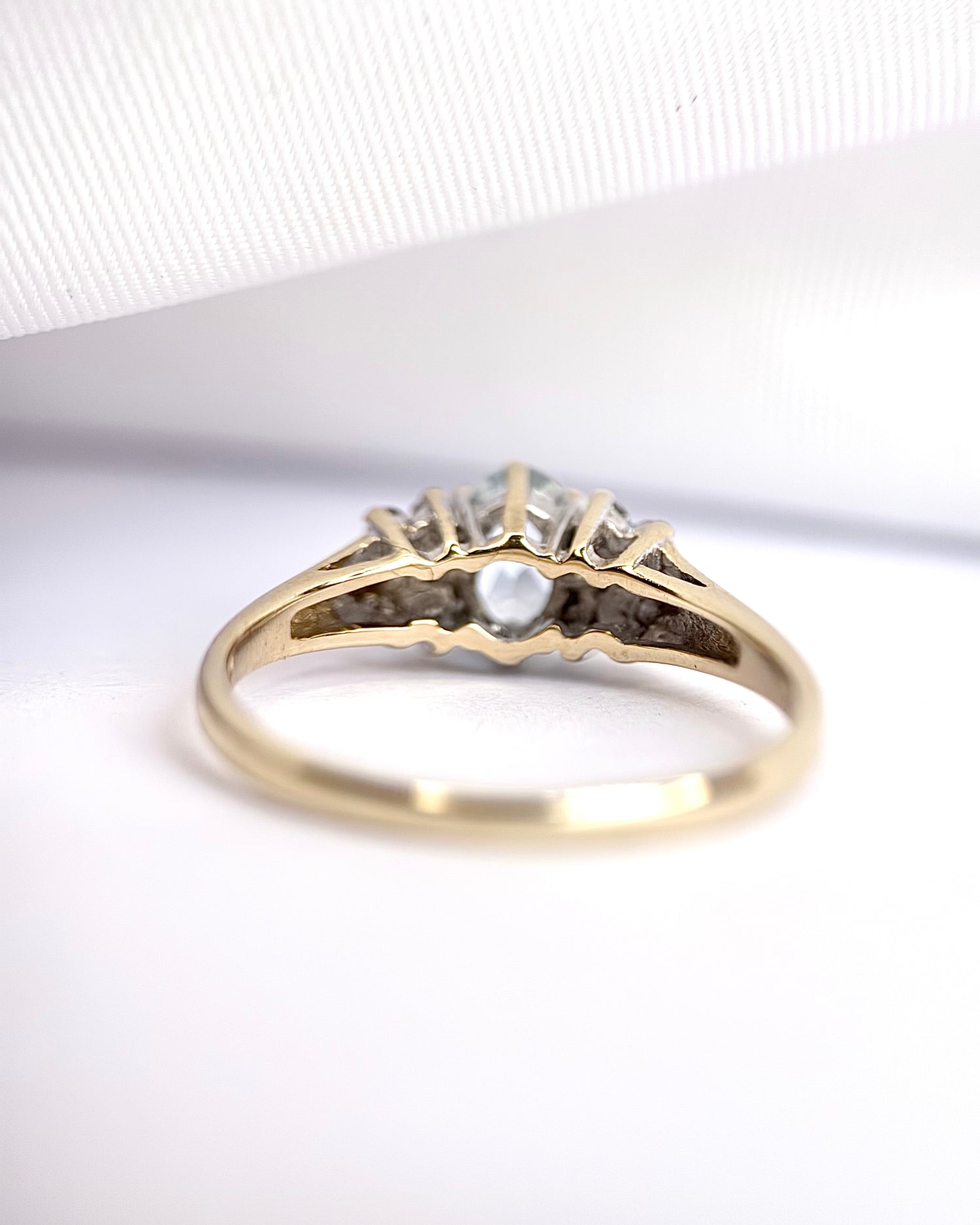 “Joelle” Aquamarine &amp; Diamond Trilogy Ring