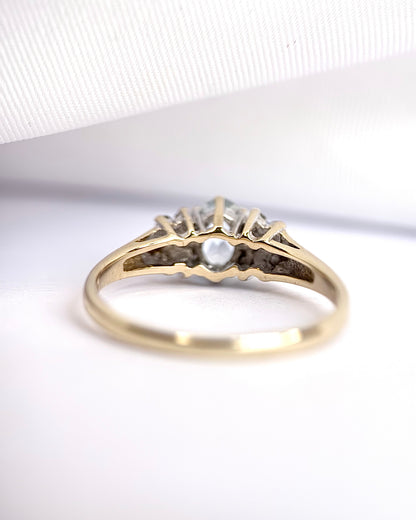 “Joelle” Aquamarine &amp; Diamond Trilogy Ring