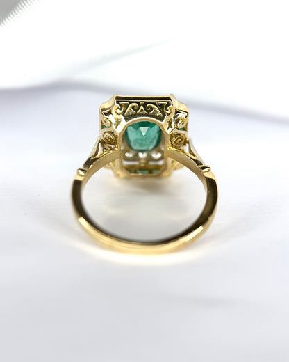 Bague Style Art-Déco Émeraudes 1.46 carat &amp; Diamants 0.55 carat 4.45g "Talia"