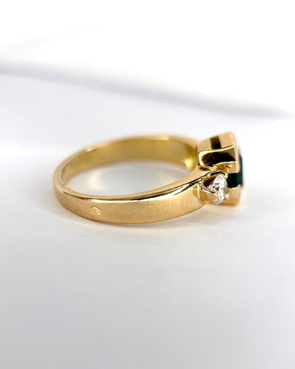 Anillo trilogía de esmeralda de 1.18 quilates y diamantes de 0.30 quilates, 5.4 g «Laurine»