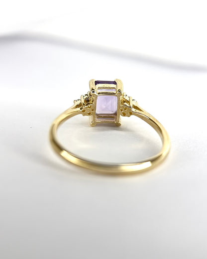 Anillo trilogía de amatista de 0.90 quilates y diamantes «Tristane»