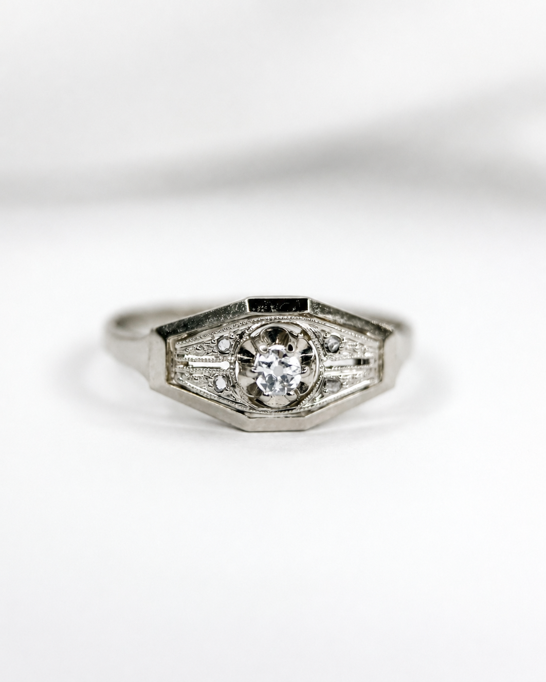 Anillo art déco de diamantes «Lédio»