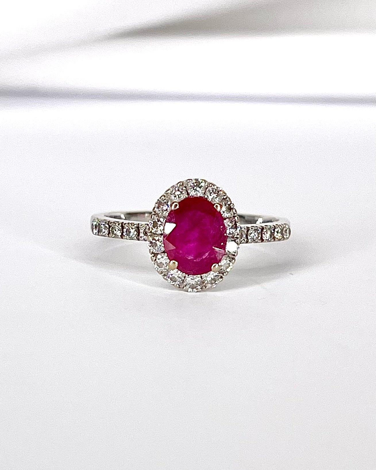 Solitaire Ruby Ring 1.09 Carat &amp; Diamonds 0.24 Carat "Jade"