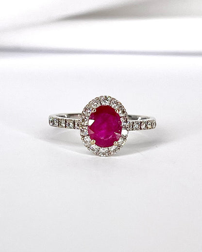 Solitaire Ruby Ring 1.09 Carat &amp; Diamonds 0.24 Carat "Jade"