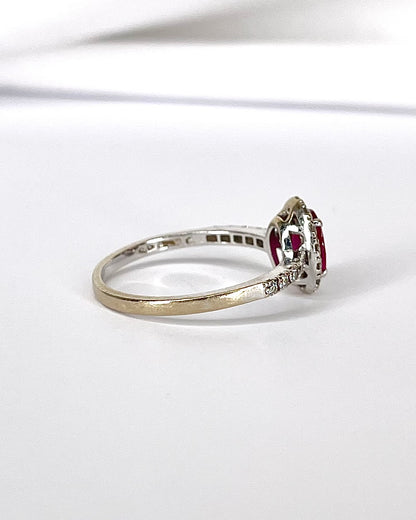 Solitaire Ruby Ring 1.09 Carat &amp; Diamonds 0.24 Carat "Jade"