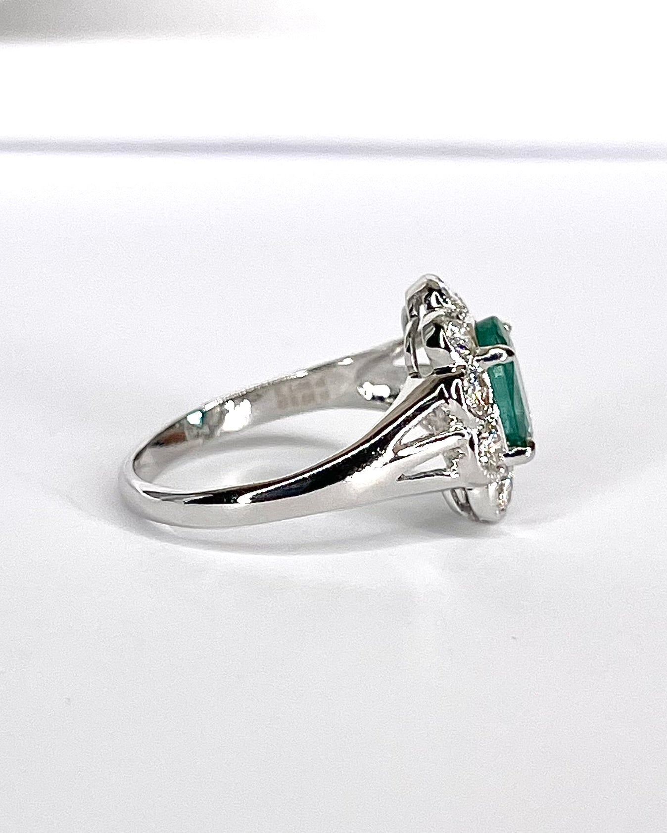 Emerald Daisy Ring 1.35 Carat &amp; Diamonds 0.68 Carat "Vanessa"