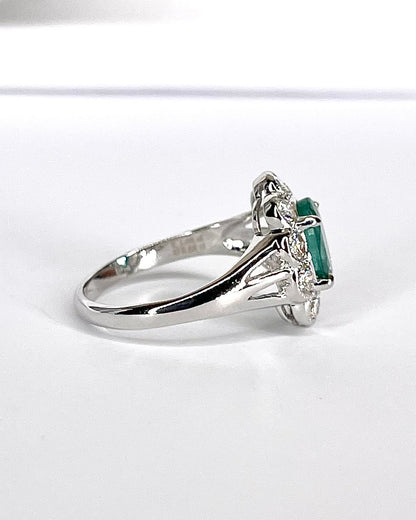 Emerald Daisy Ring 1.35 Carat &amp; Diamonds 0.68 Carat "Vanessa"