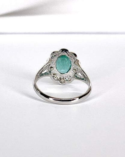 Emerald Daisy Ring 1.35 Carat &amp; Diamonds 0.68 Carat "Vanessa"