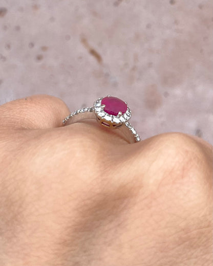 Solitaire Ruby Ring 1.09 Carat &amp; Diamonds 0.24 Carat "Jade"