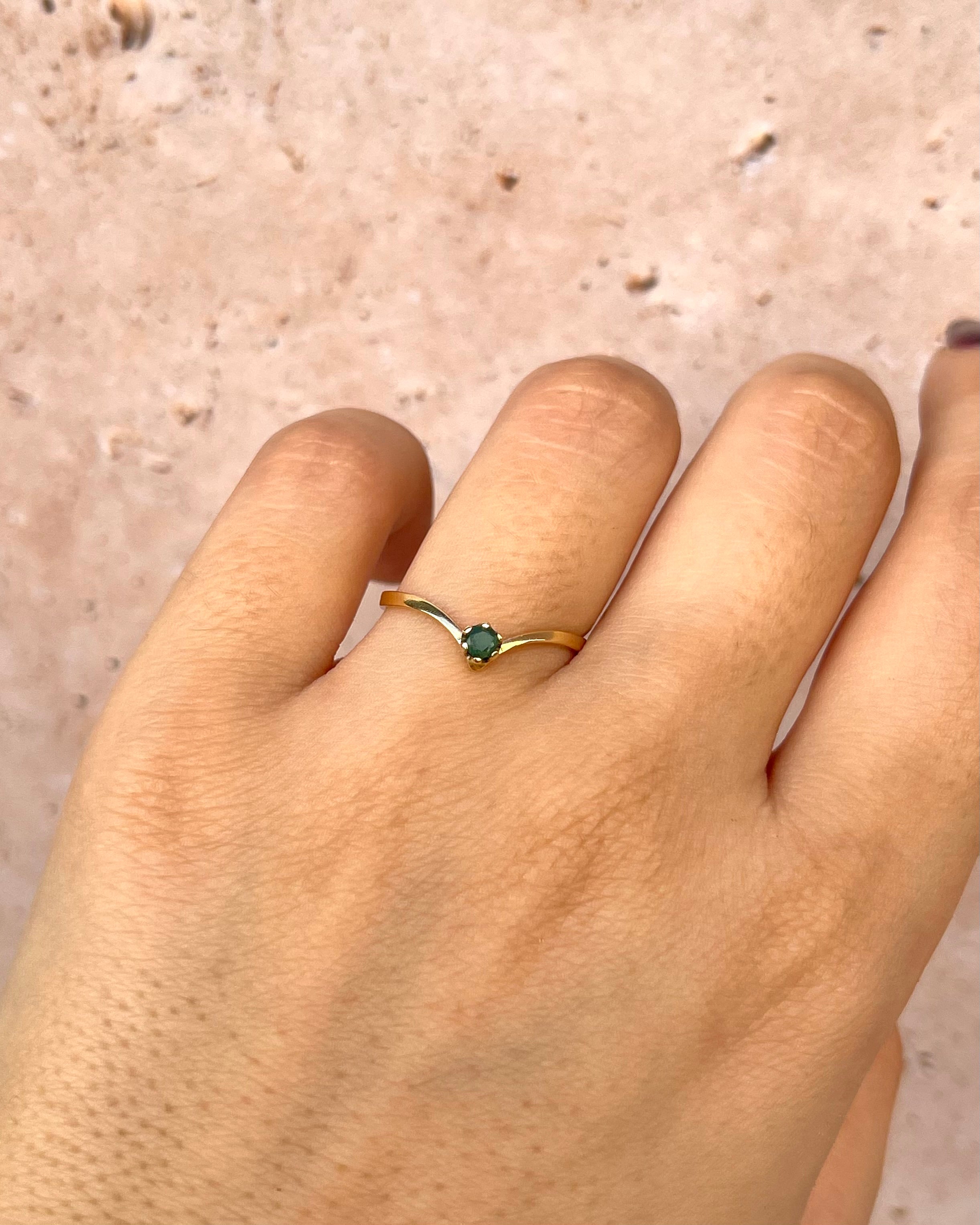 Anillo Diadema Solitario Esmeralda "Letty"