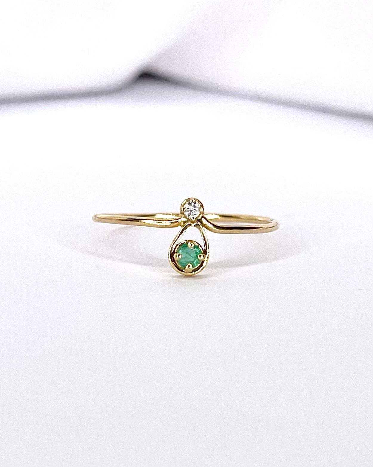 Bague Toi &amp; Moi Émeraude &amp; Diamant "Lou"