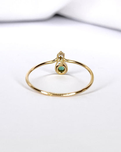 Bague Toi &amp; Moi Émeraude &amp; Diamant "Lou"