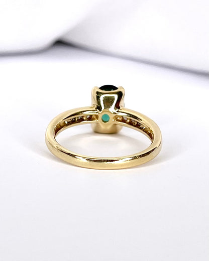 Bague Solitaire Tourmaline 1.56 carat &amp; Diamants "Léanne"