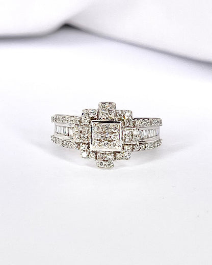 Bague Jonc Style Art Déco 81 Diamants 0.89 carat "Rebecca"