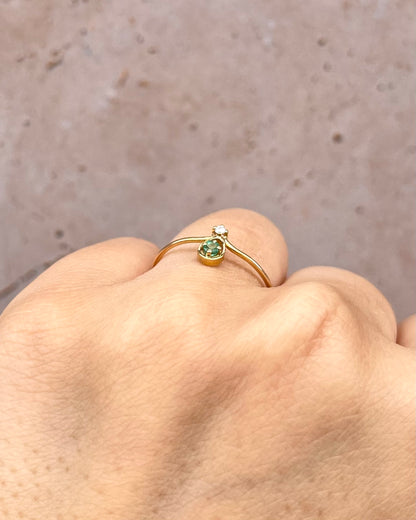 Bague Toi &amp; Moi Émeraude &amp; Diamant "Lou"