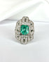 Bague Style Art Déco Émeraude 2.85 carats & Diamants 0.54 carat "Nastasia" - Elliade Paris