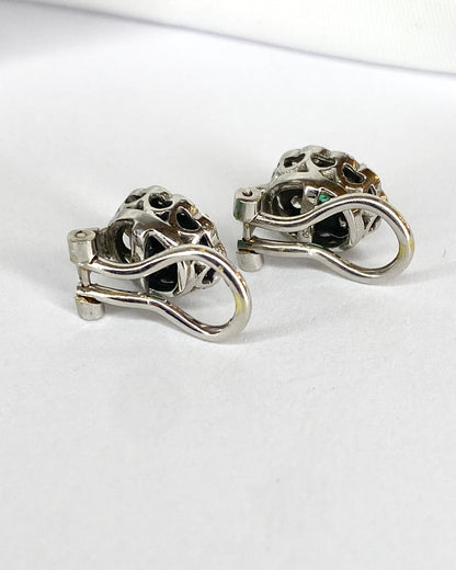 Boucles Clips Marguerite Émeraudes 0.90 carat &amp; Diamants "Carrie" - Elliade Paris