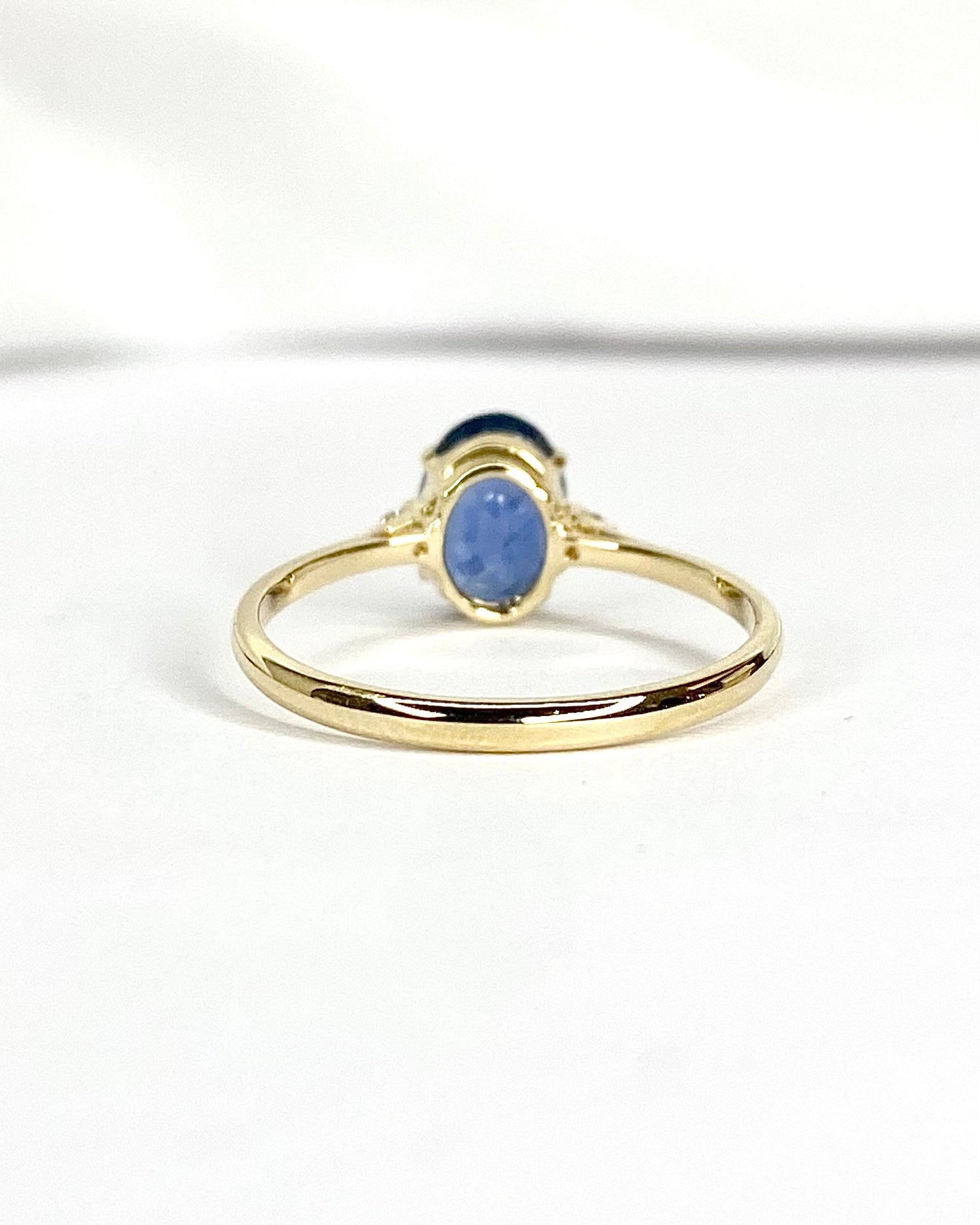 Bague Trilogie Saphir bleu lagon 1.25 carat &amp; Diamants "Anna"
