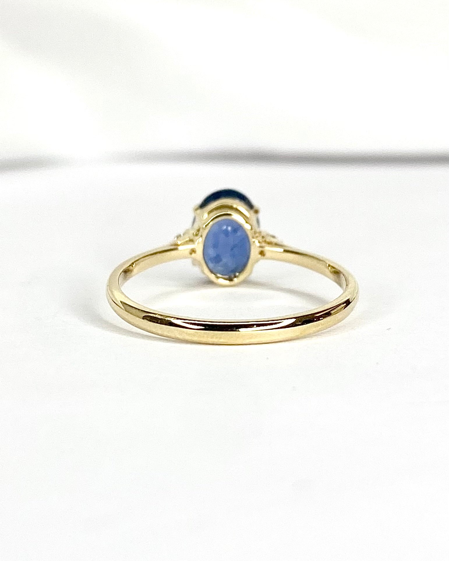 Bague Trilogie Saphir bleu lagon 1.25 carat &amp; Diamants "Anna"