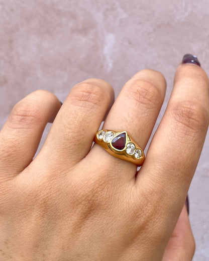 Anillo rígido con rubí, diamantes 0,55 quilates y oro 6,39 g "Clarisse"