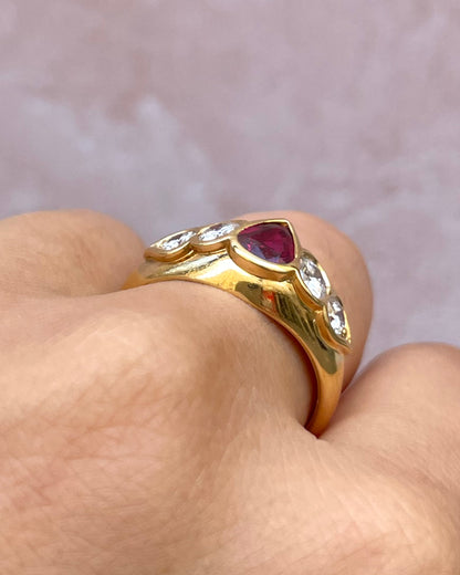 Anillo rígido con rubí, diamantes 0,55 quilates y oro 6,39 g "Clarisse"