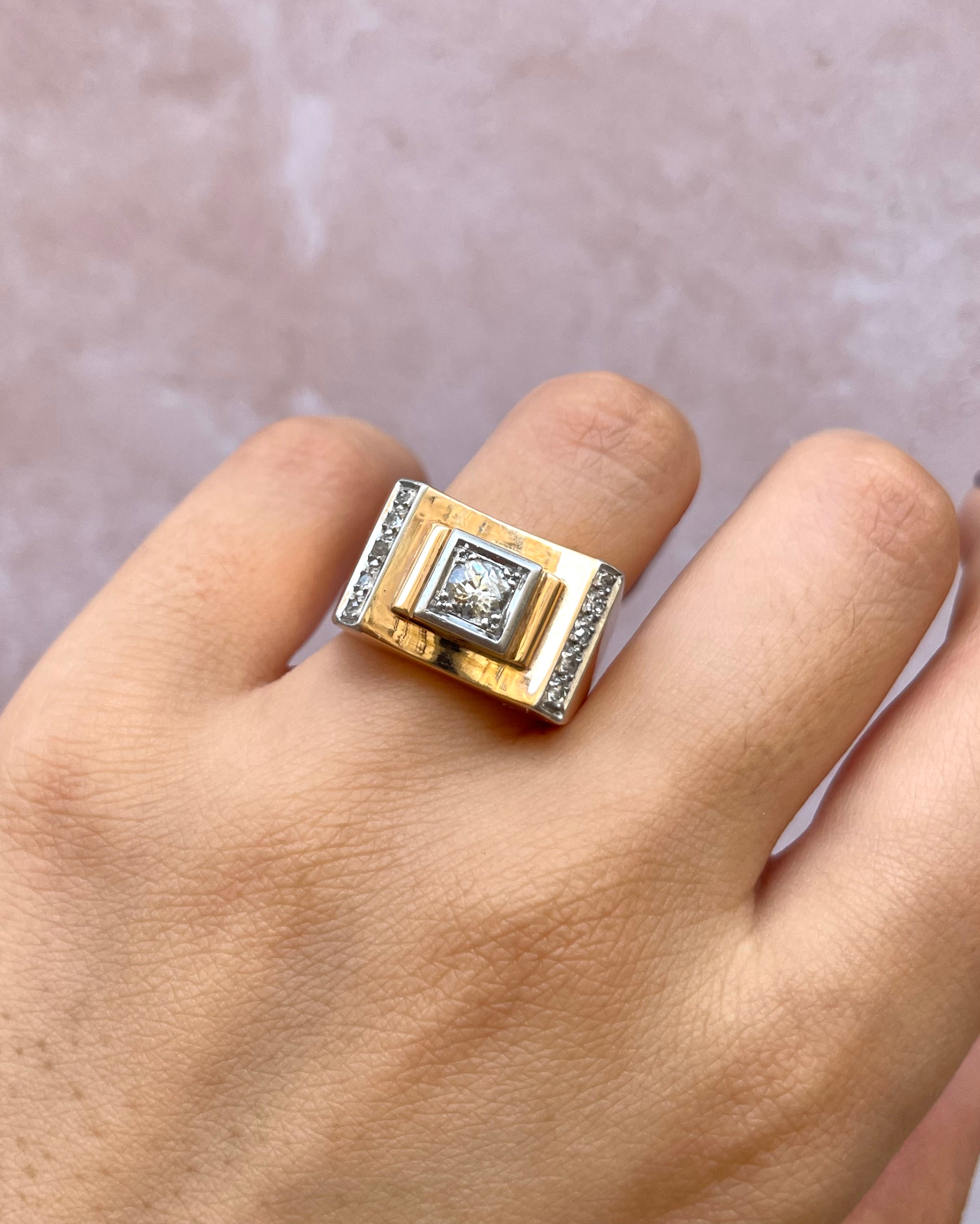 Anillo Tank Diamantes y Oro rosa 10,41g "Liliana"