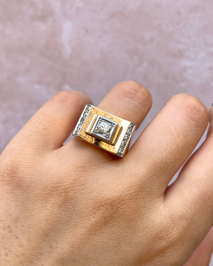 Anillo Tank Diamantes y Oro rosa 10,41g "Liliana"