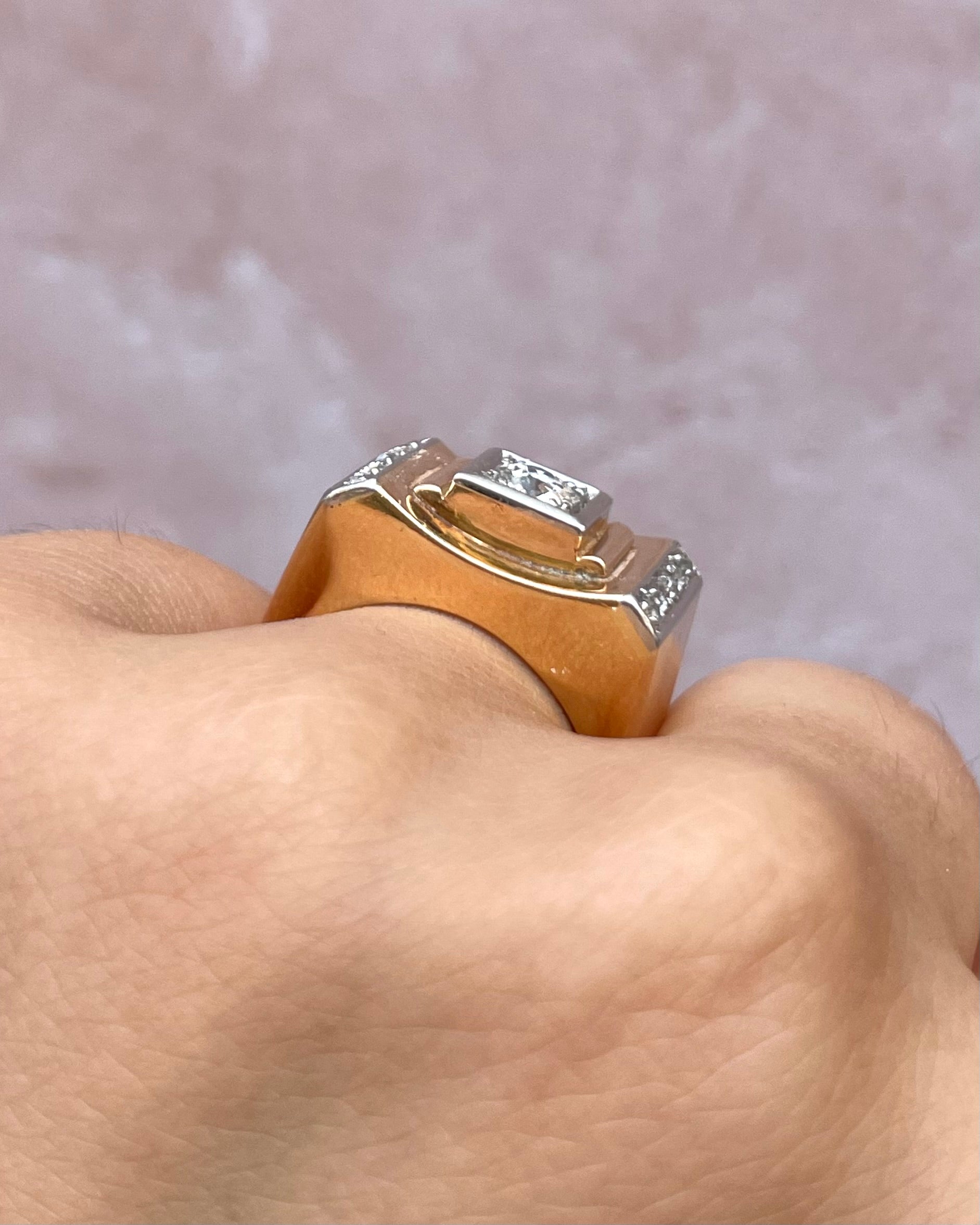 Anillo Tank Diamantes y Oro rosa 10,41g "Liliana"