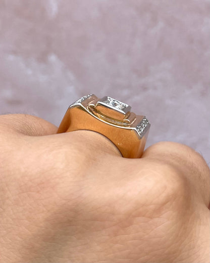 Anillo Tank Diamantes y Oro rosa 10,41g "Liliana"