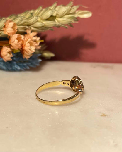 Bague Marguerite Art-Déco Émeraude 0.10 Carat &amp; Diamants &quot;Augustine&quot; - Elliade Paris