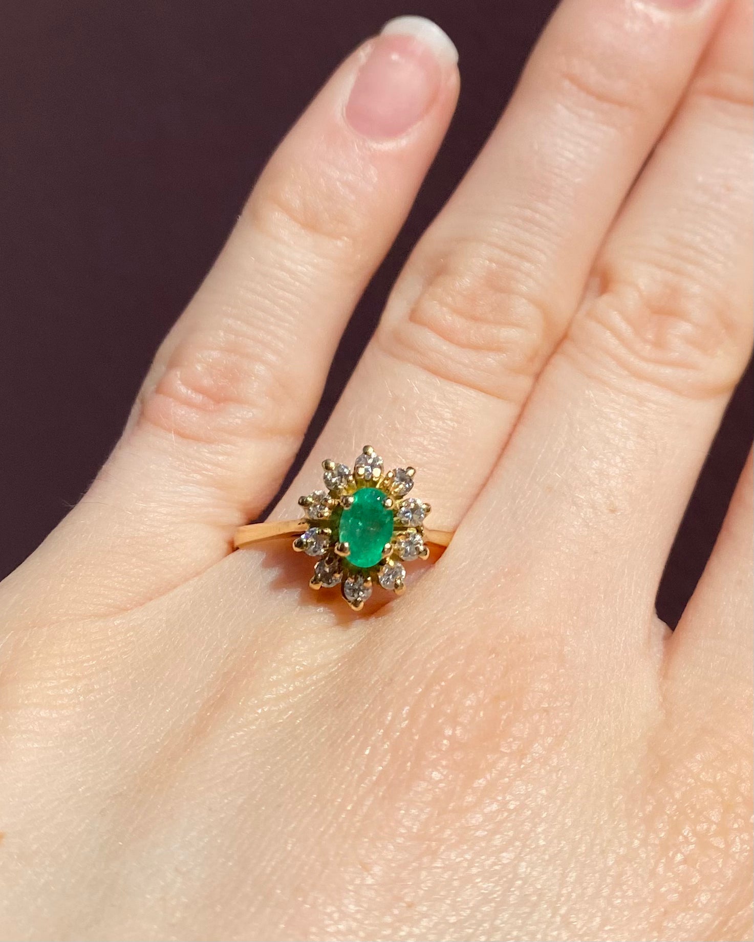 Bague Marguerite Émeraude 0.50 carat &amp; Diamants "Noélia"