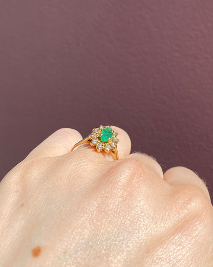 Bague Marguerite Émeraude 0.50 carat &amp; Diamants &quot;Noélia&quot;