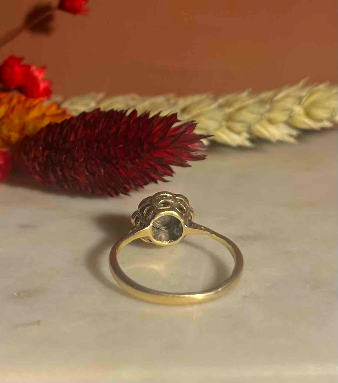 Bague fleur Art déco diamants "Mily"