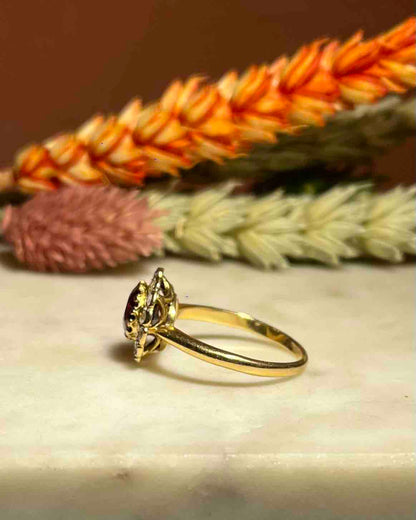 Bague marguerite Grenat &quot;Solène&quot;