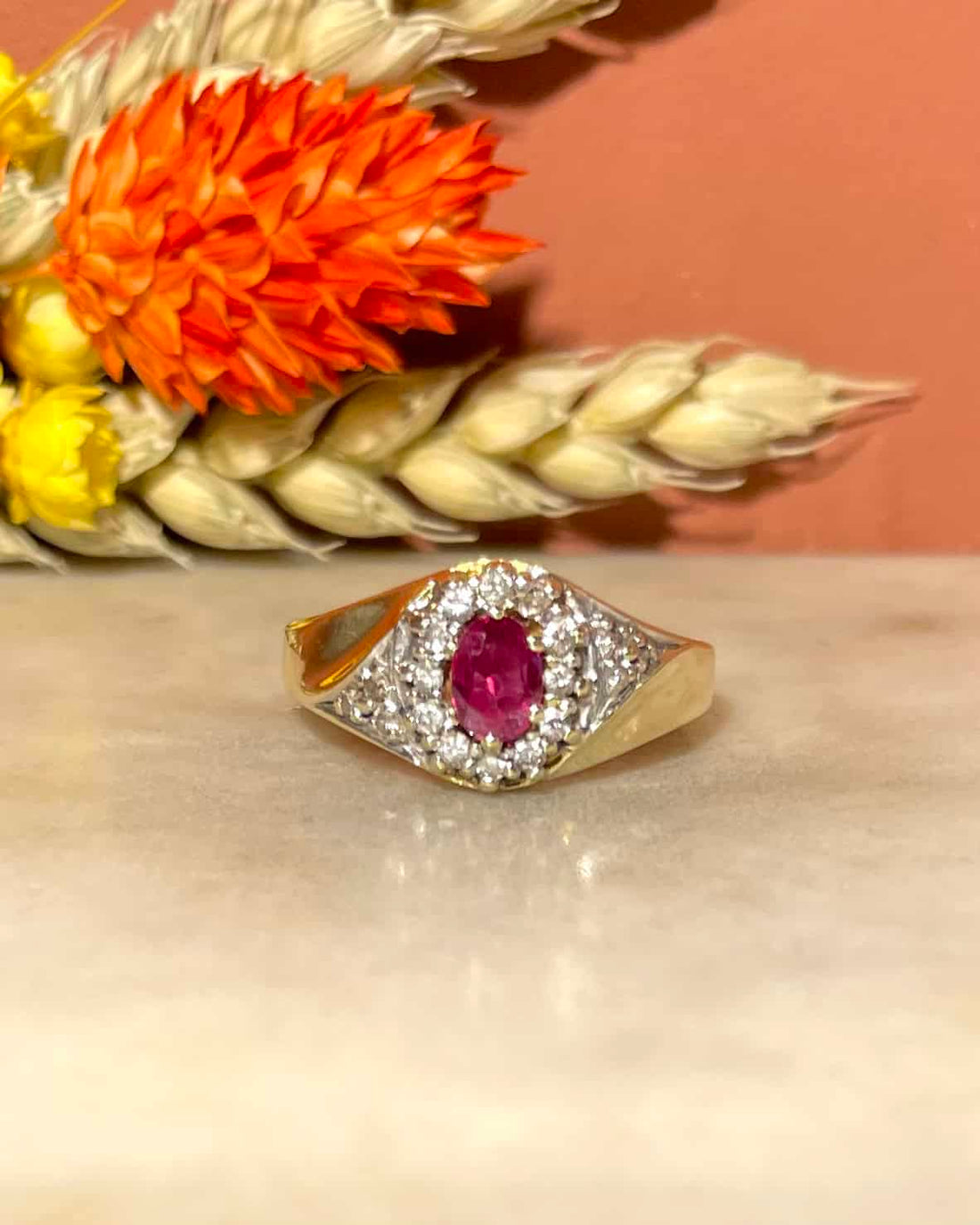 Bague Jonc Tourbillon Diamants & Rubis "Perine"