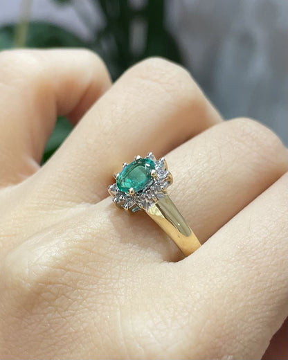 Bague Marguerite Emeraude &amp; Diamants &quot;Isabeau&quot;