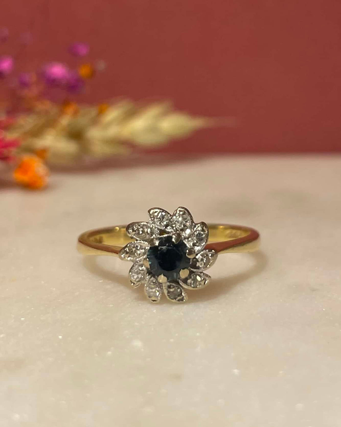&quot;Tessa&quot; Sapphire &amp;amp; Diamond Daisy Ring